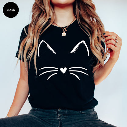 Cat Face Shirt for Women, Cat T Shirt for Her, Gift for Cat Lover for Birthday, Cat Mom TShirt from Daughter, Christmas Gift for Cat Owner