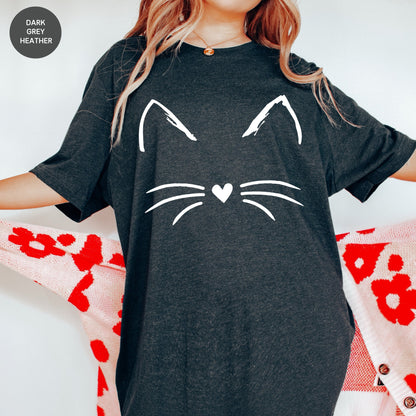 Cat Face Shirt for Women, Cat T Shirt for Her, Gift for Cat Lover for Birthday, Cat Mom TShirt from Daughter, Christmas Gift for Cat Owner
