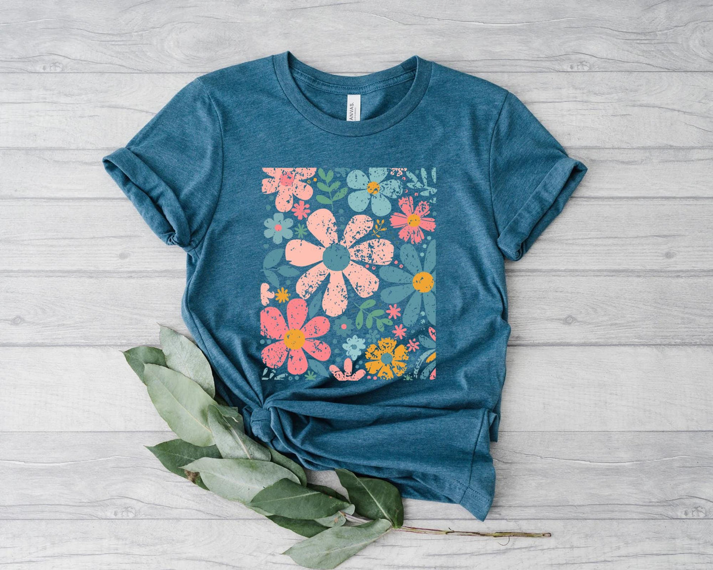 Boho Wildflowers, Flowers Shirt, Womens Graphic Tee, Floral Shirt, Nature Lover Gift, Garment Dyed, Cottagecore Shirt, Boho Summer Shirt