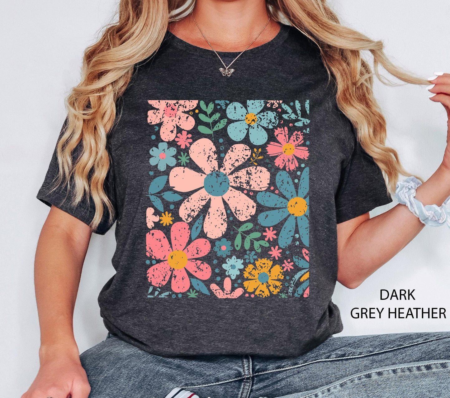 Boho Wildflowers, Flowers Shirt, Womens Graphic Tee, Floral Shirt, Nature Lover Gift, Garment Dyed, Cottagecore Shirt, Boho Summer Shirt