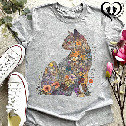 Cat Mom Shirt,Floral Cat T-shirt,Cat Mom Gift,Purr Shirt,Cat Lover Shirt, Gift For Mom, Animal Lover Tee, Cute Cat Shirt, Women Floral Shirt