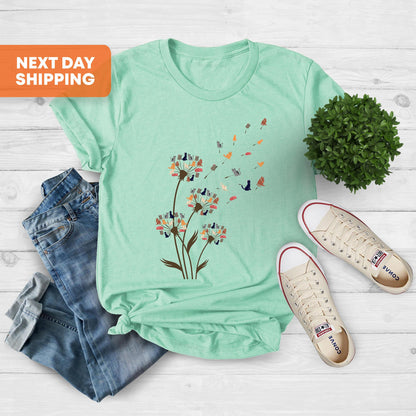 Cats Flower Fly Dandelion Shirt, Cute Cat Lover T-Shirt, Cat Lover Gift, Funny Cat Shirt, Summer Shirt, Cat Shirt, Gift For Mom