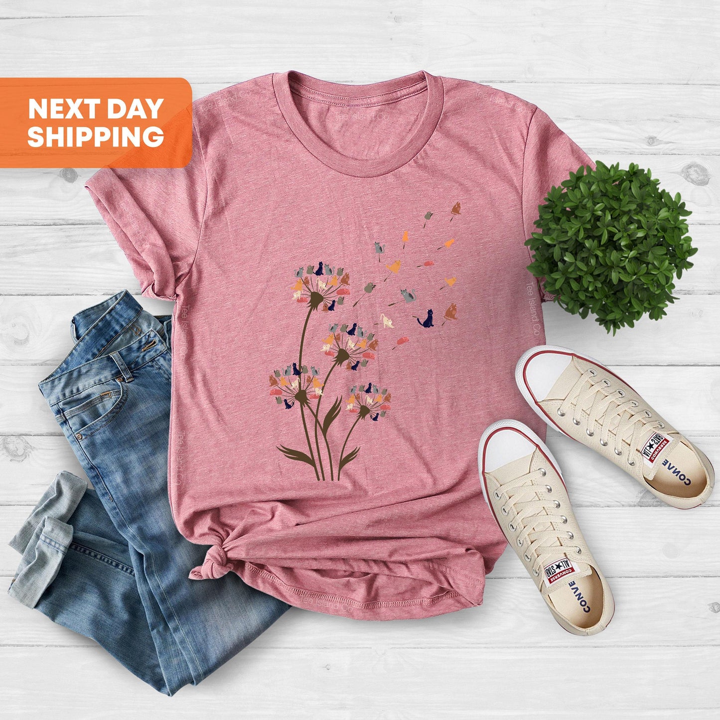Cats Flower Fly Dandelion Shirt, Cute Cat Lover T-Shirt, Cat Lover Gift, Funny Cat Shirt, Summer Shirt, Cat Shirt, Gift For Mom