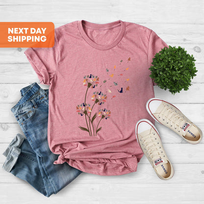 Cats Flower Fly Dandelion Shirt, Cute Cat Lover T-Shirt, Cat Lover Gift, Funny Cat Shirt, Summer Shirt, Cat Shirt, Gift For Mom