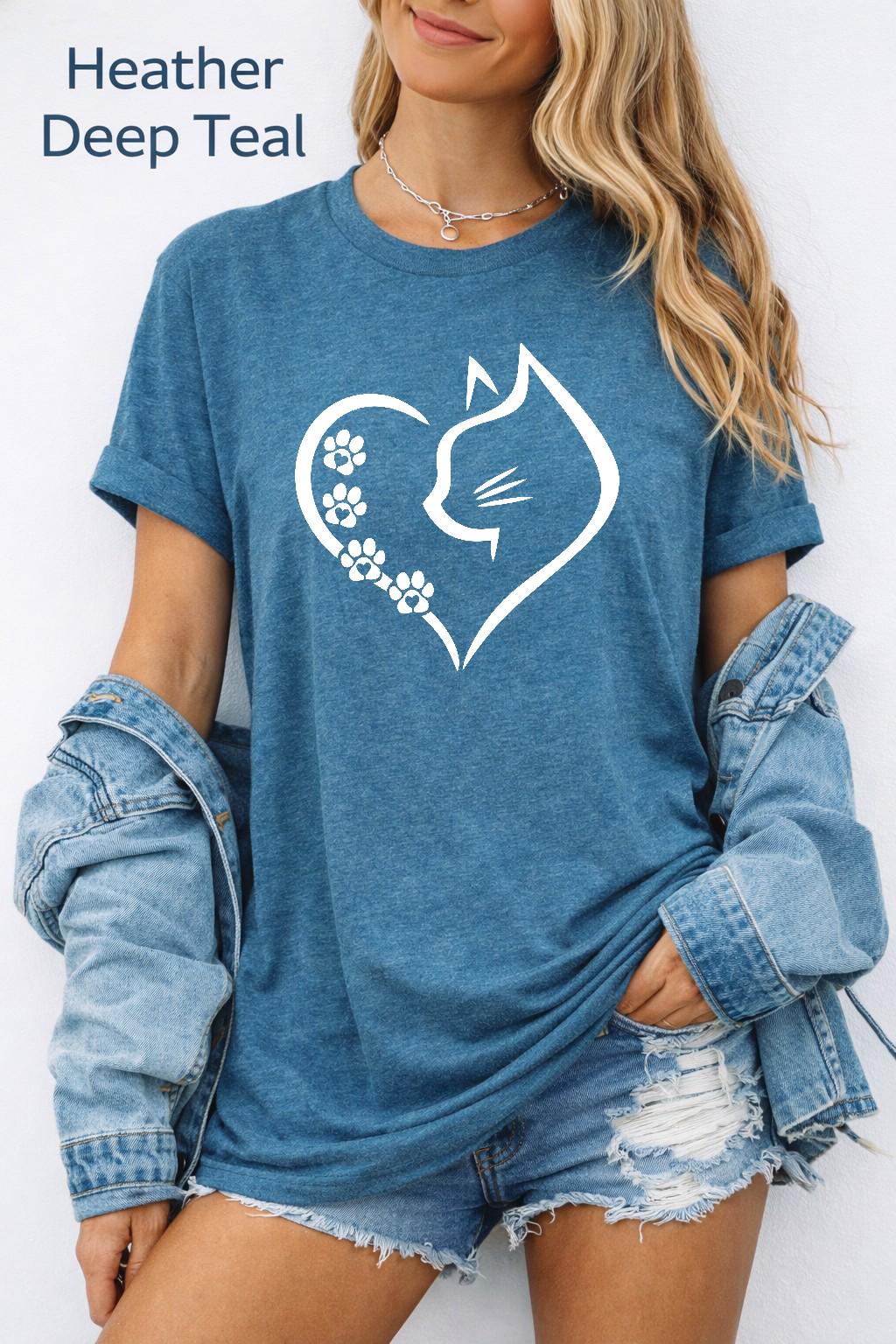 Cat Heart Shirt, Cat Shirt, Cats Shirt, Gift for Cat Mom, Cat Mom Shirt, Cat Shirts for Women, Cat Lover Shirt, Cat Owner Gift Idea
