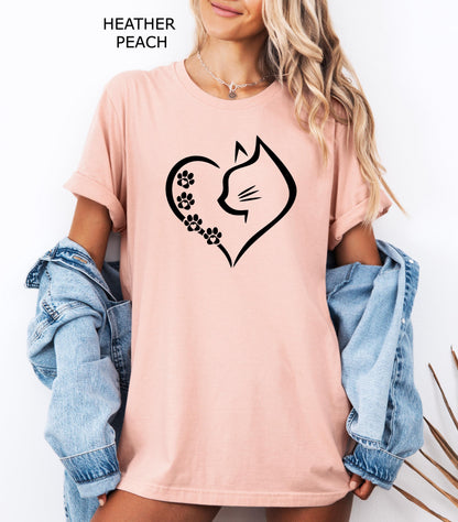 Cat Heart Shirt, Cat Shirt, Cats Shirt, Gift for Cat Mom, Cat Mom Shirt, Cat Shirts for Women, Cat Lover Shirt, Cat Owner Gift Idea