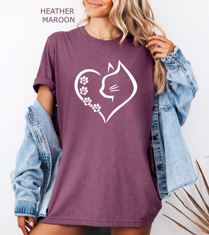 Cat Heart Shirt, Cat Shirt, Cats Shirt, Gift for Cat Mom, Cat Mom Shirt, Cat Shirts for Women, Cat Lover Shirt, Cat Owner Gift Idea