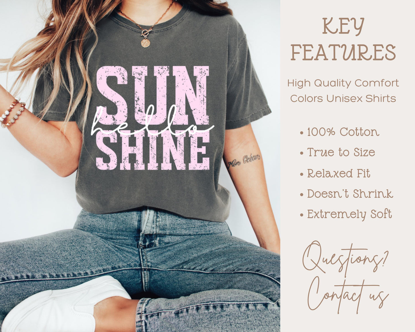 Comfort Colors, Sunshine Women Tee, Beach Life Gift for Her, Summer Trendy Shirt, Distressed Beach Mom Gifts, Lake Pool River Birthday Gifts